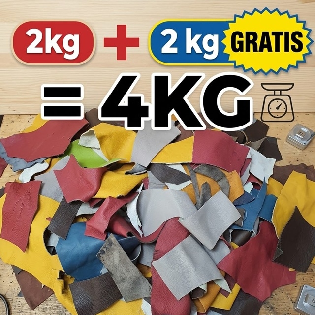 Ostanki naravnega usnja VEČBARVNI paket: 2kg + 2kg GRATIS = 4kg