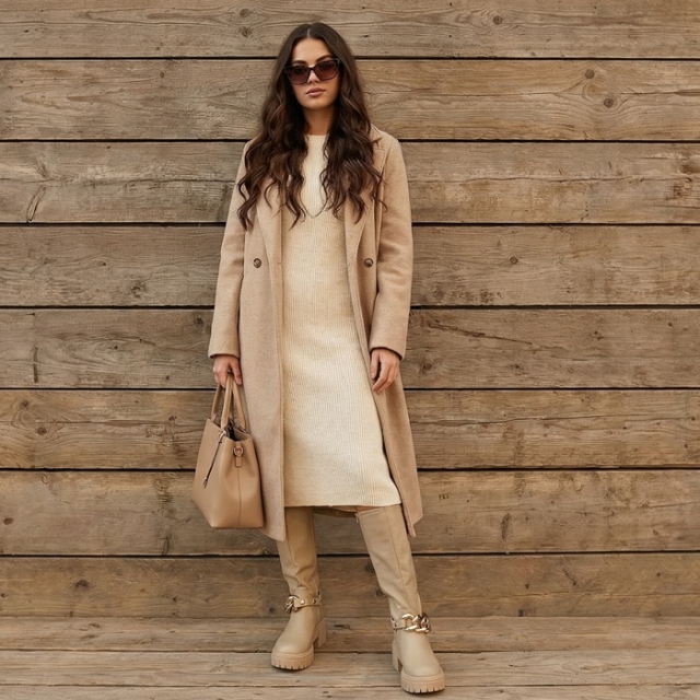 Modni škornji z debelejšim podplatom bež:  38