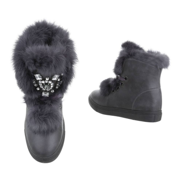 Gležnarji s krznom in perlicami sivi: 37