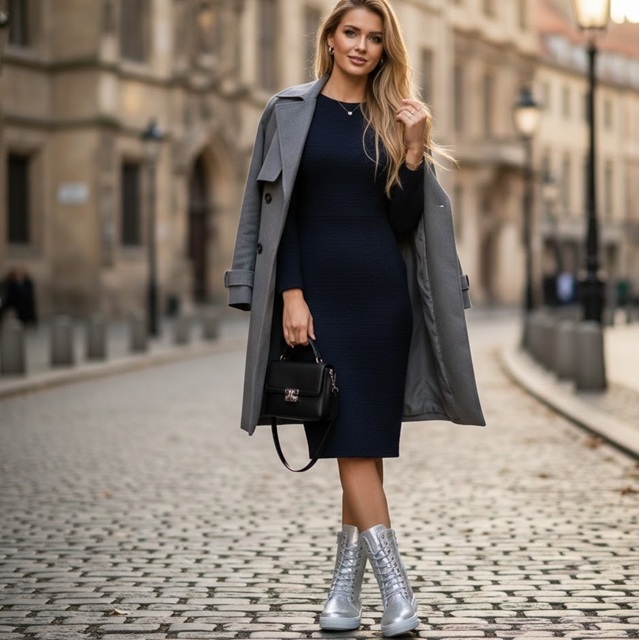 Srebrni ženski visoki čevlji: 36, 37