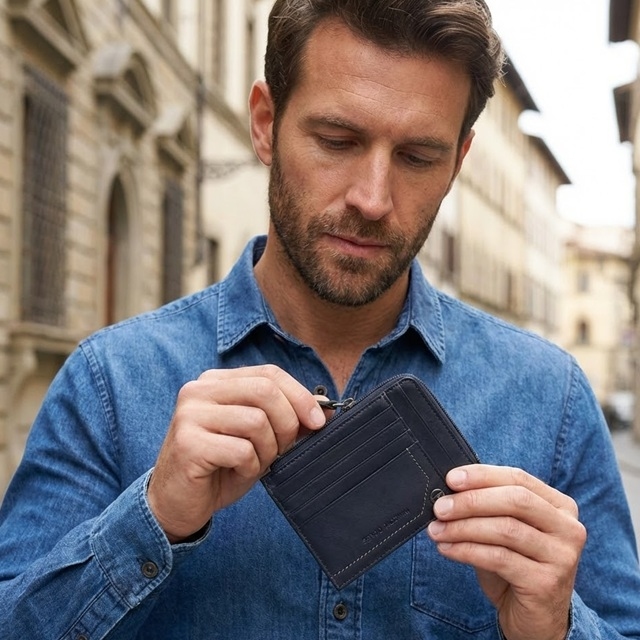 SERGIO TACCHINI usnjena denarnica: modra