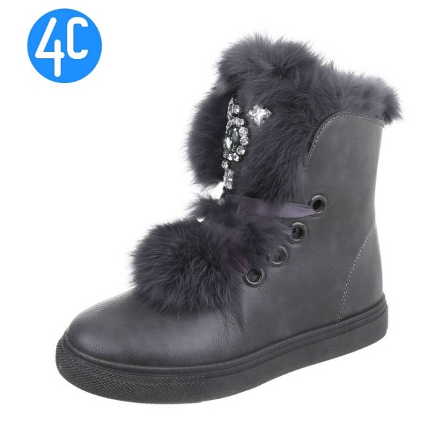 Gležnarji s krznom in perlicami sivi: 37